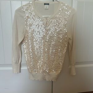 J. Crew Beige Sequin Cardigan